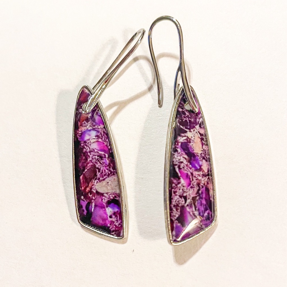 Purple Boho Stone Dangle Earrings